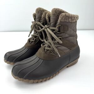 BareTraps Fina Duck Boots Womens Size 6M Quilted Weatherproof Lace Up Brown